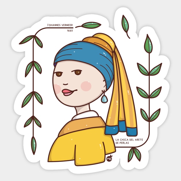 Girl with the pearl earring MS Sticker by MisturaDesign